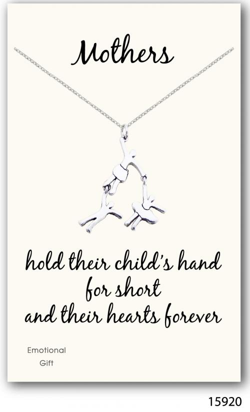 Mother&kids bond silver pendant 